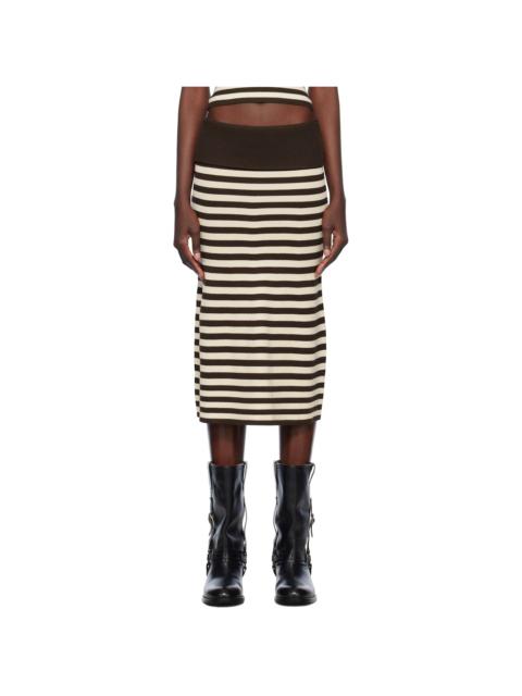Frankies Bikinis Brown Bella Hadid Edition Tucker Knit Midi Skirt