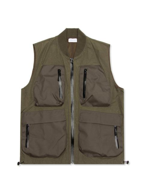 John Elliott HIGH SHRUNK NYLON UTILITY VEST - OLIVE