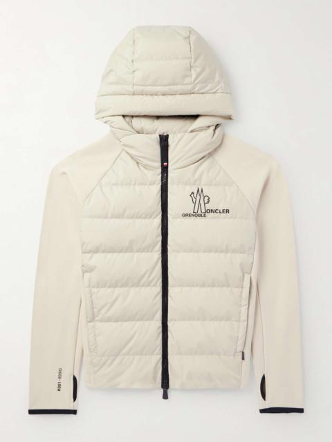 Logo-Print Quilted Shell and Stretch-Jersey Hooded Down Jacket