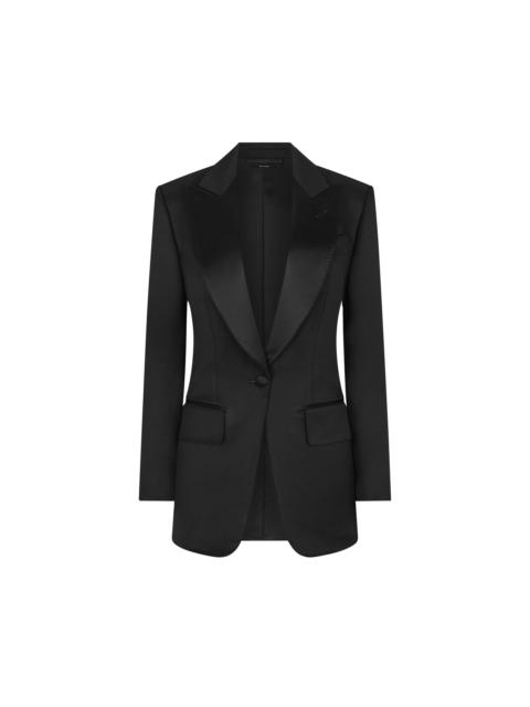LUSTROUS BARATHEA SILK BLEND "BIANCA" SINGLE BREASTED TUXEDO JACKET