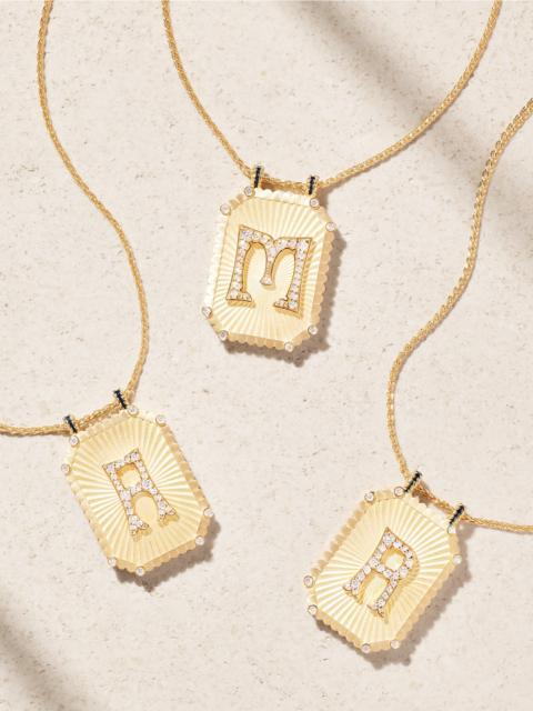 MARIE LICHTENBERG Letter Scapular 18-karat Gold, Enamel And Diamond Necklace