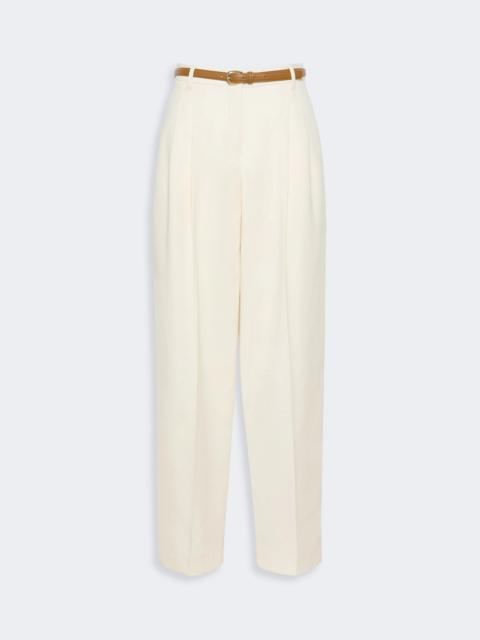Max Mara ADUNCO Flowing cotton crepe trousers - IVORY