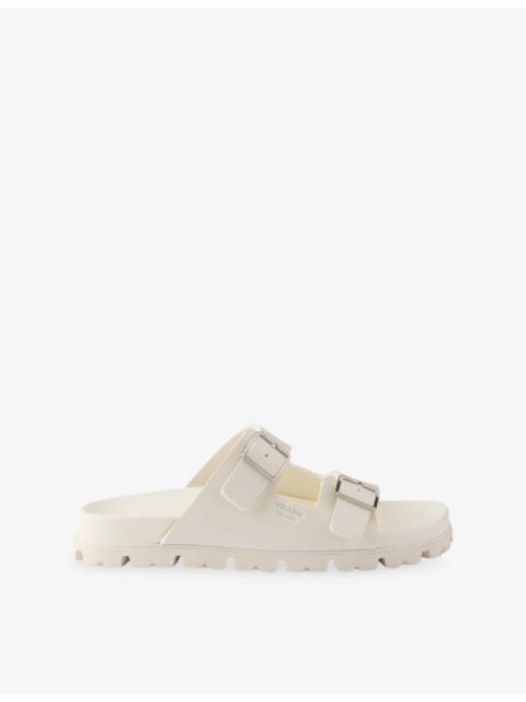 Prada Double-Buckle Rubber Slides