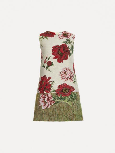 Oscar de la Renta PEONY UNRAVELED SHIFT DRESS
