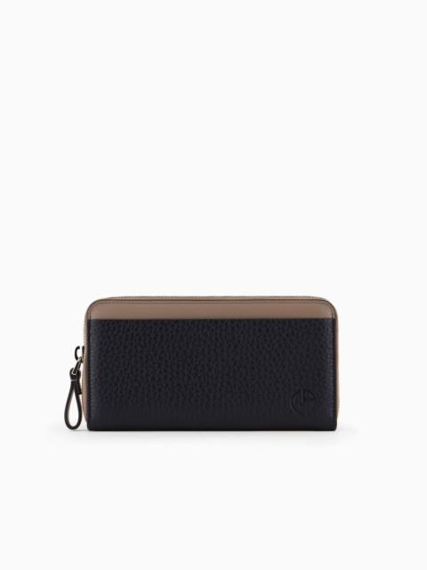 GIORGIO ARMANI Two-toned leather wallet with wraparound zip
