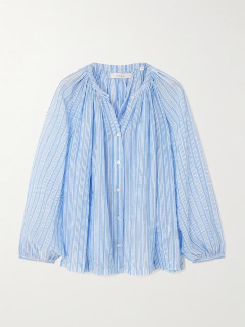 DÔEN Jonie Striped Organic Cotton-voile Blouse