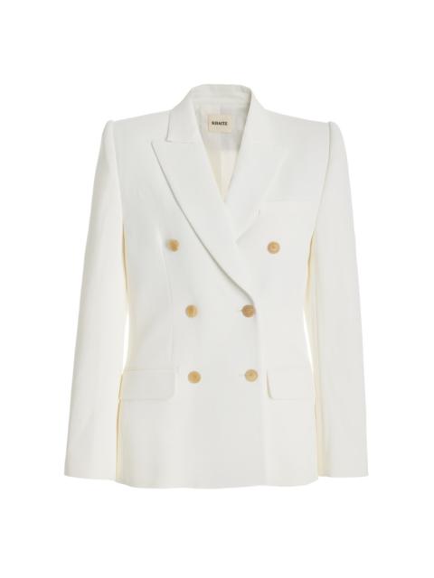 Nathan Double-Breasted Twill Blazer white
