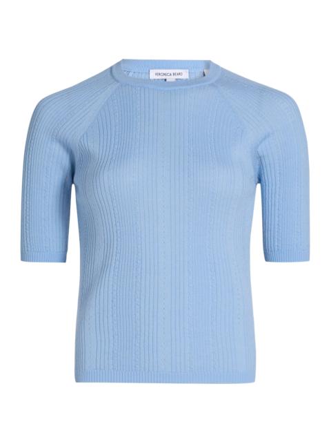 VERONICA BEARD Women's Brielle Merino Wool Short-Sleeve Sweater - Blue Jay
