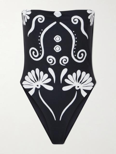 CALA de la CRUZ Lore Strapless Floral-print Swimsuit