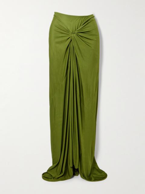 Dries Van Noten Gathered Satin-jersey Maxi Skirt