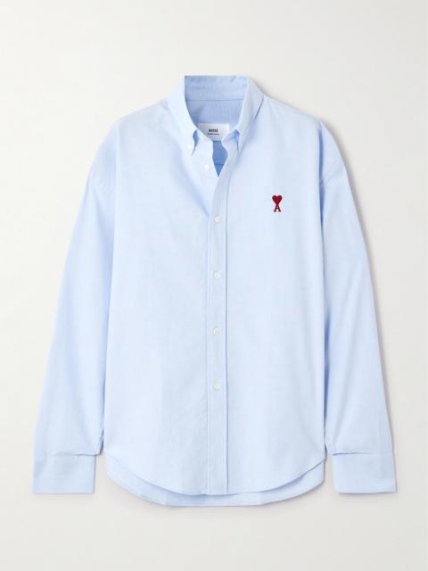 AMI Paris Embroidered Cotton Oxford Shirt