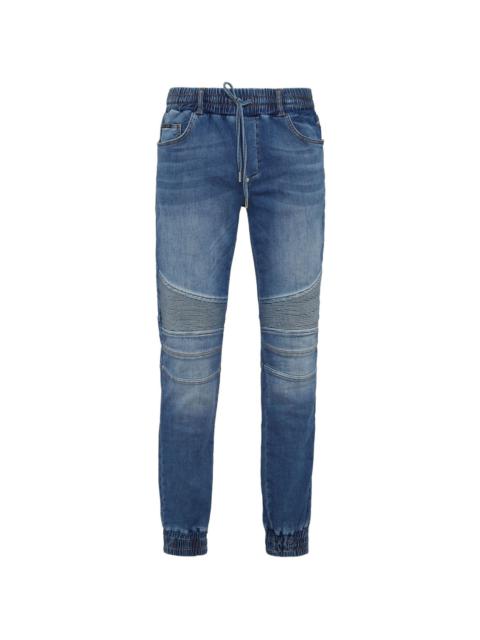 ribbed-detail slim-cut jeans