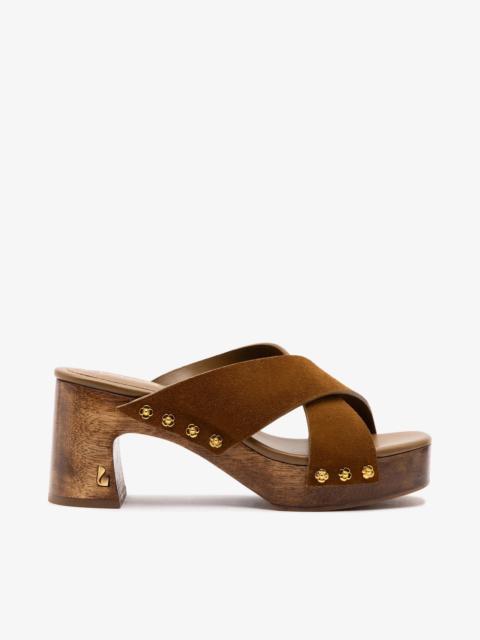 Larroudé Talitha Dolly Mule In Russet Suede