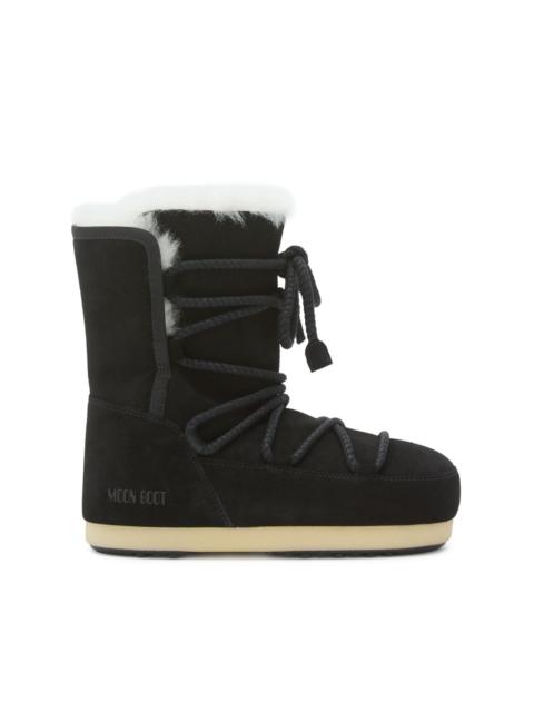 MOON BOOT EVX suede shearling lace-up boots