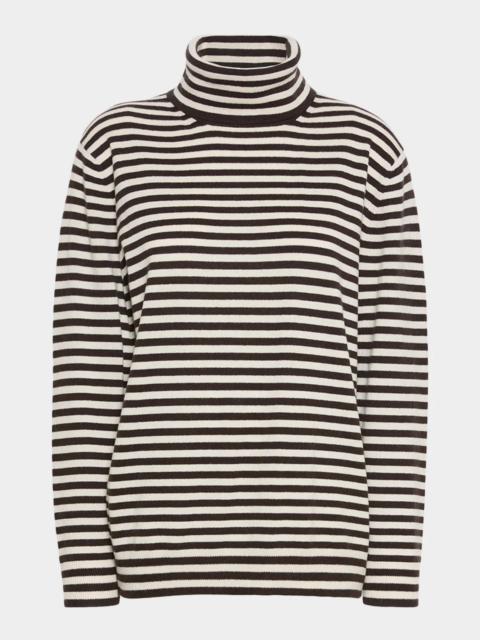 Max Mara Striped Wool-Cashmere Turtleneck Sweater
