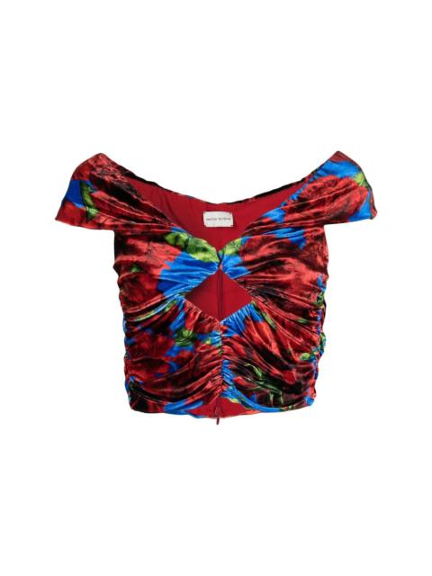 MAGDA BUTRYM floral-print velvet top