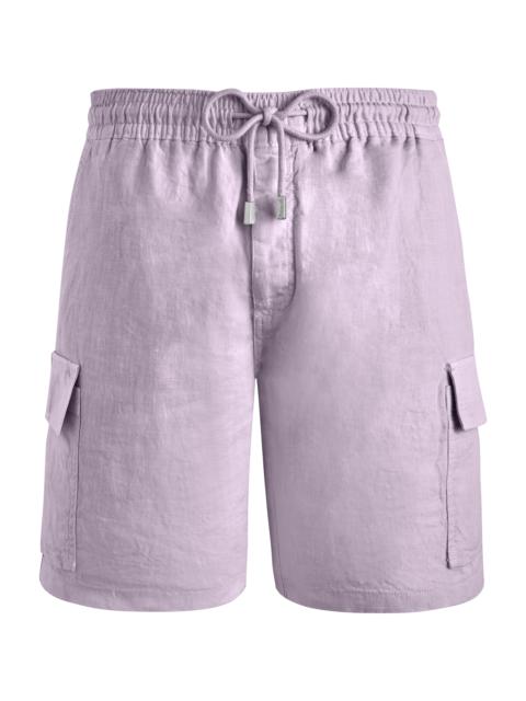 Vilebrequin Men Linen Bermuda Shorts Cargo Pockets