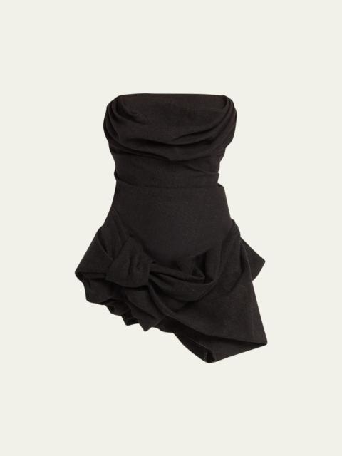 Marc Jacobs Bustier Linen Wool Strapless Mini Dress with Scarf