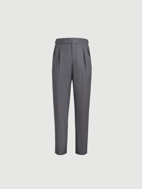 Brunello Cucinelli Virgin wool and silk lightweight twill tuxedo trousers with double pleats and waist tabs