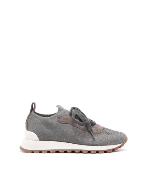 Brunello Cucinelli metallic knitted sneakers