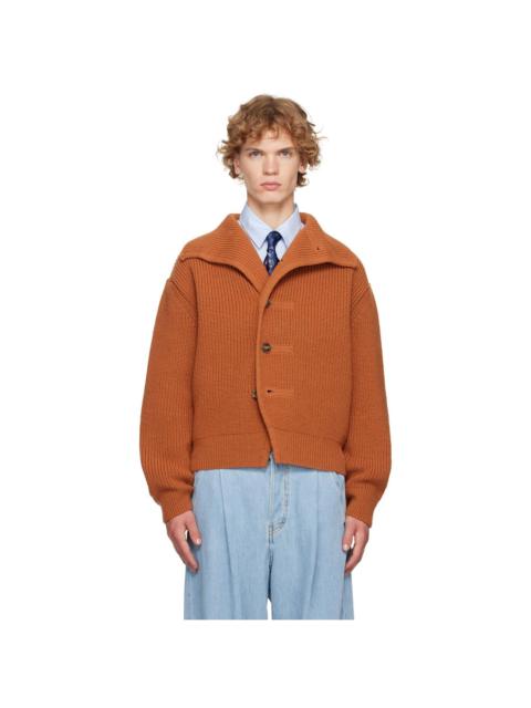 Dries Van Noten Orange Chunky Wool Cardigan