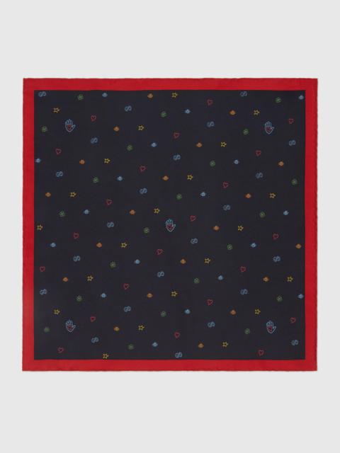 GUCCI Symbols silk pocket square