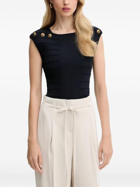 GUESS USA button-embellished ribbed top