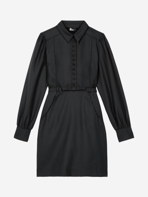 The Kooples SHORT BLACK WOOL-BLEND DRESS