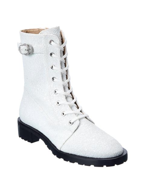 Stuart Weitzman Crystal Buckle Lace-Up Bootie