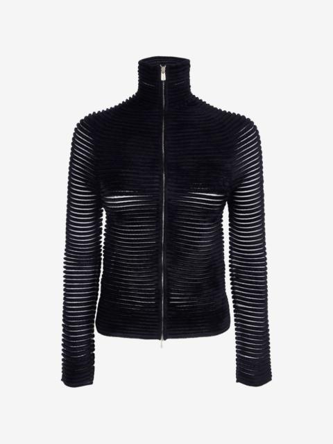 GIORGIO ARMANI Ottoman ribbed-knit zip-up cardigan