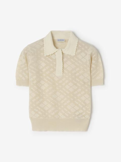 Burberry Check Wool Silk Polo Shirt