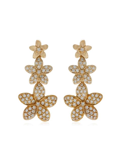 SYDNEY EVAN Plumeria Linear 14K Gold Diamond Earrings gold