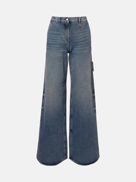 courrèges Logo wide-leg jeans