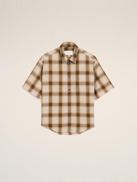 AMI Paris BOXY BEIGE CHECKERED SHIRT AMI DE COEUR IN CANVAS