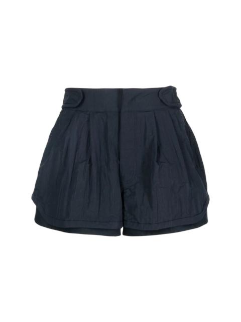 crease-effect pleated shorts