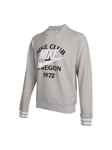 Nike Men's Nike As Nsw Trend Ft Crew Large Logo Alphabet Printing Knit Sports Round Neck Pullover Light G