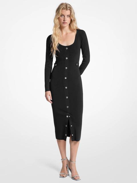 MICHAEL KORS Ribbed Stretch Viscose Midi Dress