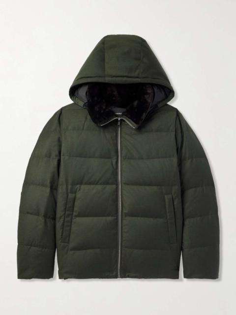 Yves Salomon Shearling-Trimmed Quilted Wool and Silk-Blend Hooded Down Jacket
