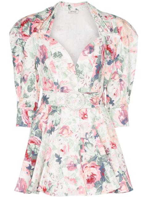 THE ATTICO floral-print belted stretch-cotton dress