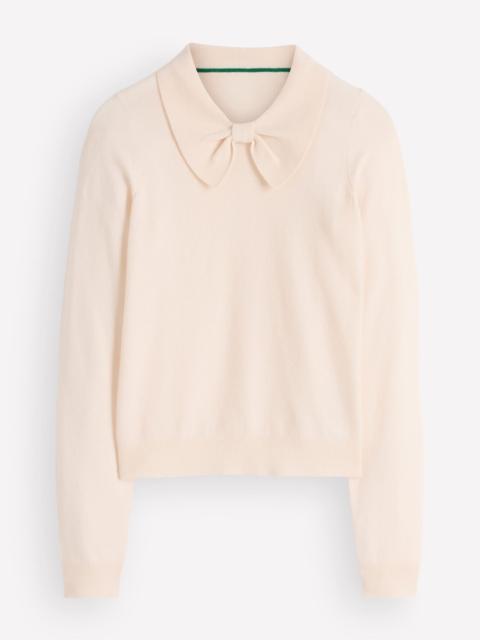 BODEN Bow Neck Knitted Sweater-Ivory