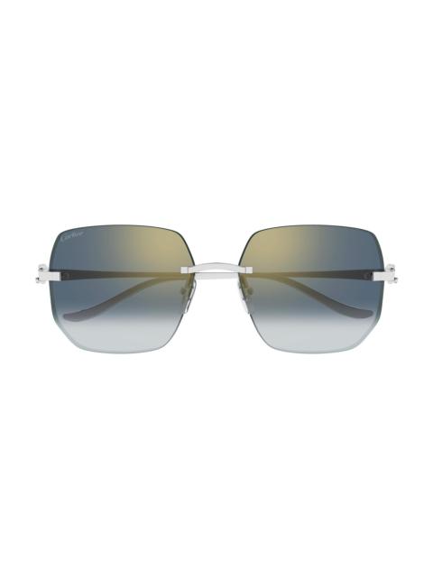 Cartier Women's Panthère Classic 57MM Square Sunglasses - Silver Light Green