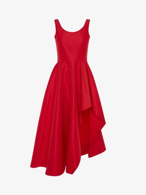 Women's Asymmetric Drape Dress in Lust Red