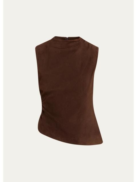 AEXAE Mock-Neck Sleeveless Suede Top