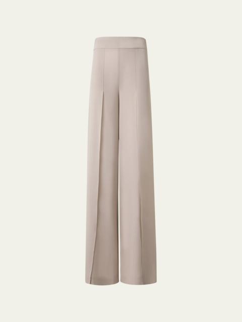 AKRIS Fellia Silk Georgette Wide-Leg Slit Pants