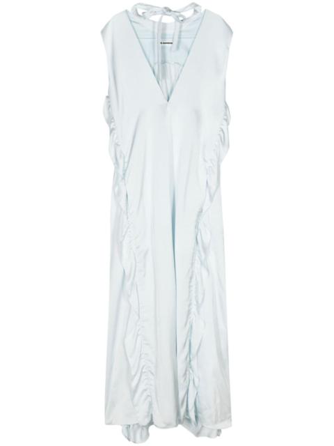 Jil Sander ruffle-trim satin maxi dress