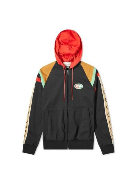 GUCCI Gucci Vintage Side Logo Patchwork Striped GG-Buckle Hooded Jacket For Men Multi-color 625338-XJCNQ-1