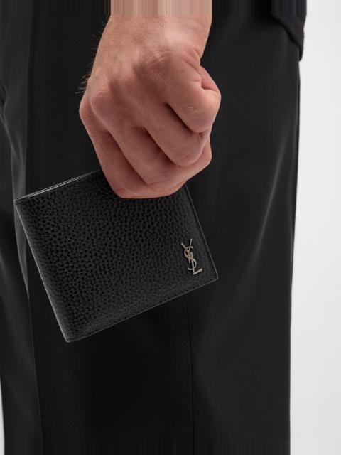 SAINT LAURENT Men's YSL Pebbled Leather Wallet