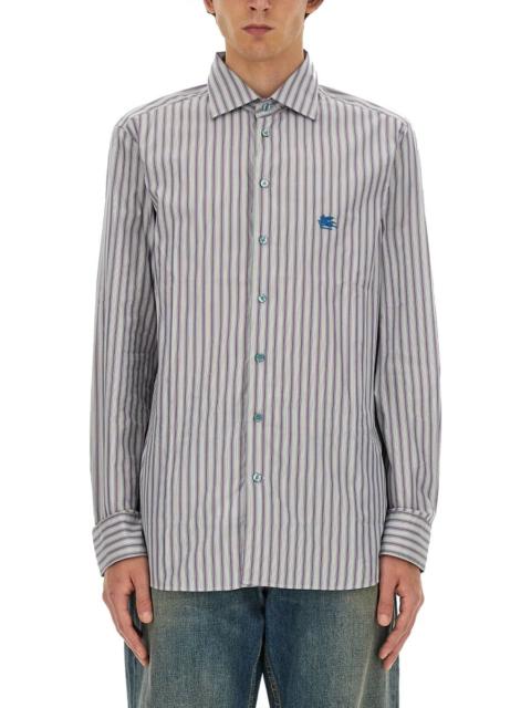 Etro ETRO Striped Cotton Shirt with Pegaso Embroidery