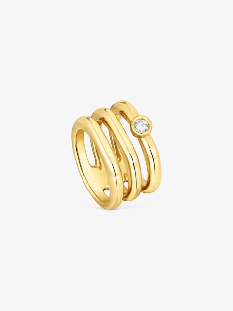 TOUS 18K gold vermeil Triple ring with laboratory-grown diamond Line LGD