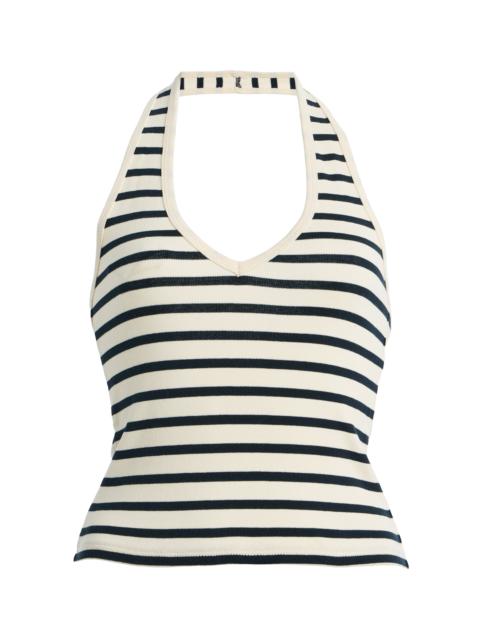 NILI LOTAN Britt Cotton Halter Top stripe